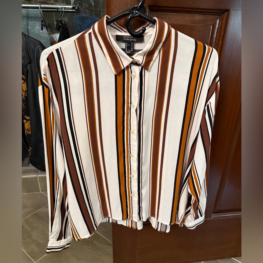 Forever 21 Striped Button-Up Blouse